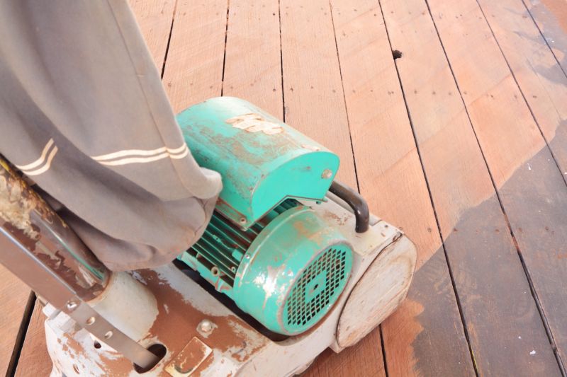 Sanding a Wooden Deck